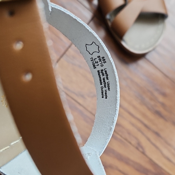 Salt Water Brown Leather Strappy Sandals - Picture 3 of 6